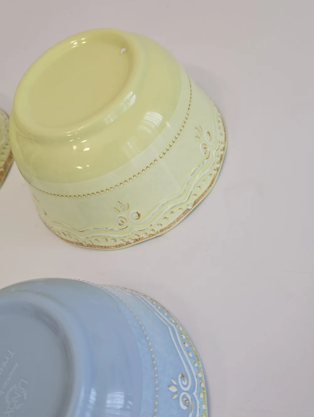 Lenox Set Of 4 French Perle Bowls Melamine Pistachio Green Ice Blue 5 5/8